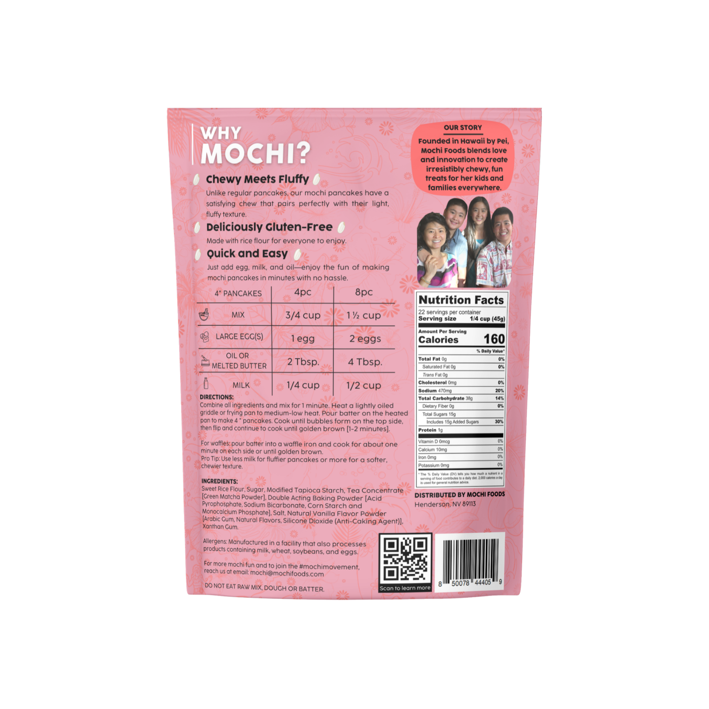 Mezcla para panqueques Mochi sin gluten, plátano y macadamia