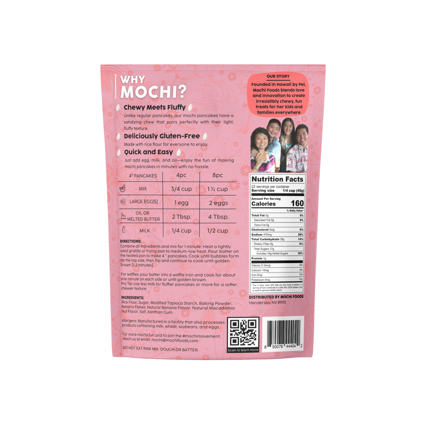 Mezcla para panqueques Mochi sin gluten, plátano y macadamia